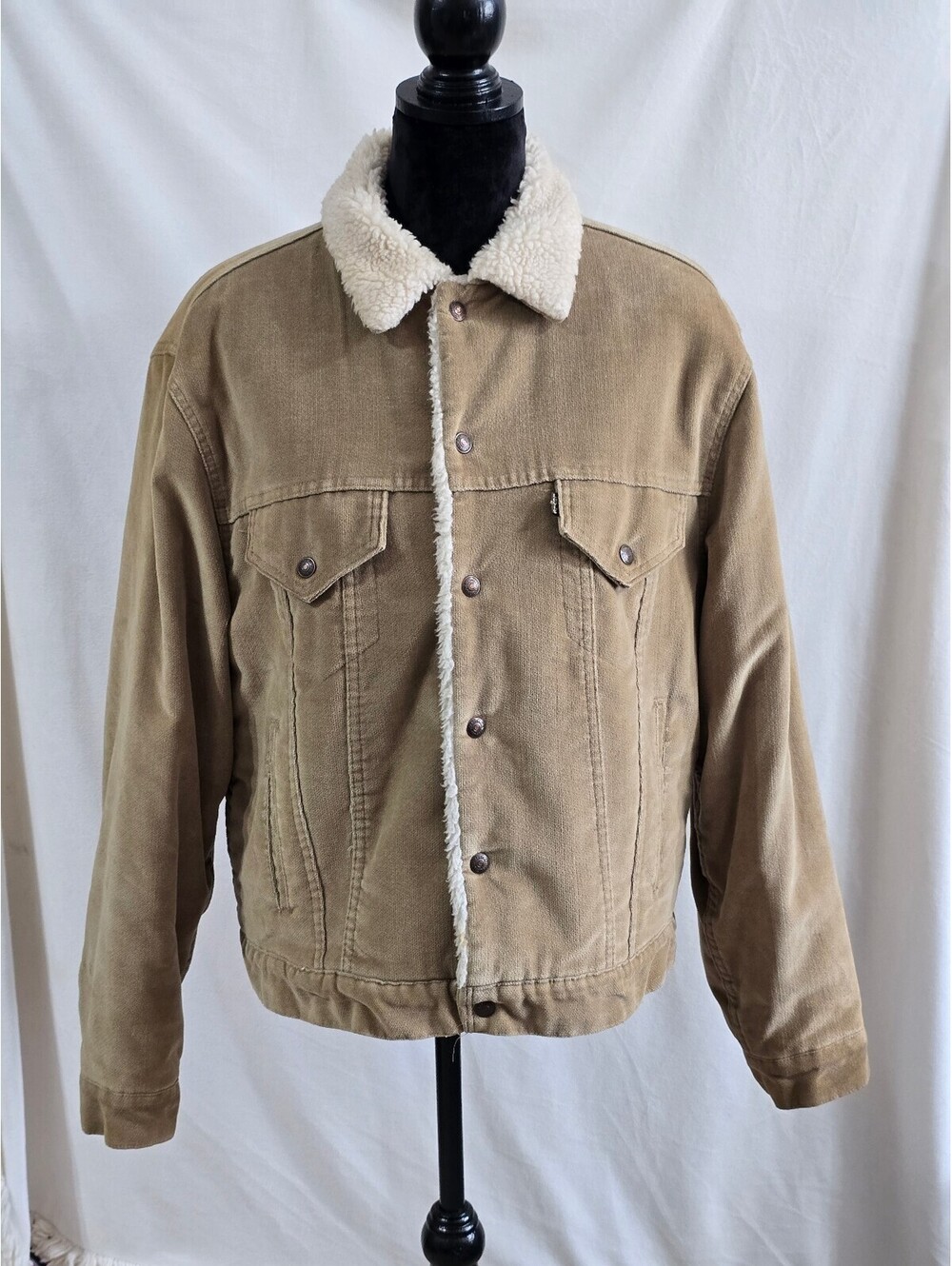 Levi's Vintage Corduroy Sherpa Lined Brown Tag Trucker Jacket Size 44